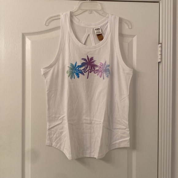 Pink palm tree shine legging set size l - Picture 3 of 14